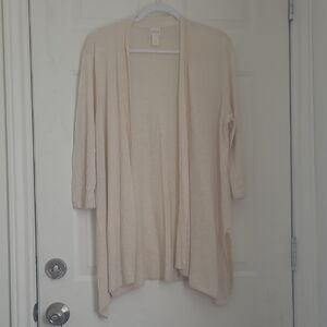 Chico's Lightweight Linen Blend Cream Open front Cardigan Size 3
